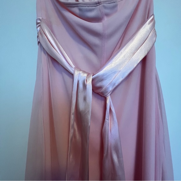 Vintage Knee Length Satin/Chiffon Light Pink Formal Dress - Picture 8 of 16